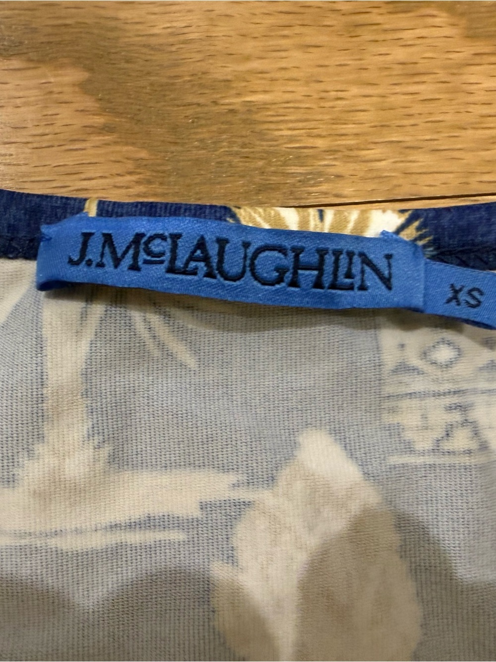 J. McLaughlin Navy Blue & Cream Printed Long Sleeve Tee - Picture 5 of 5